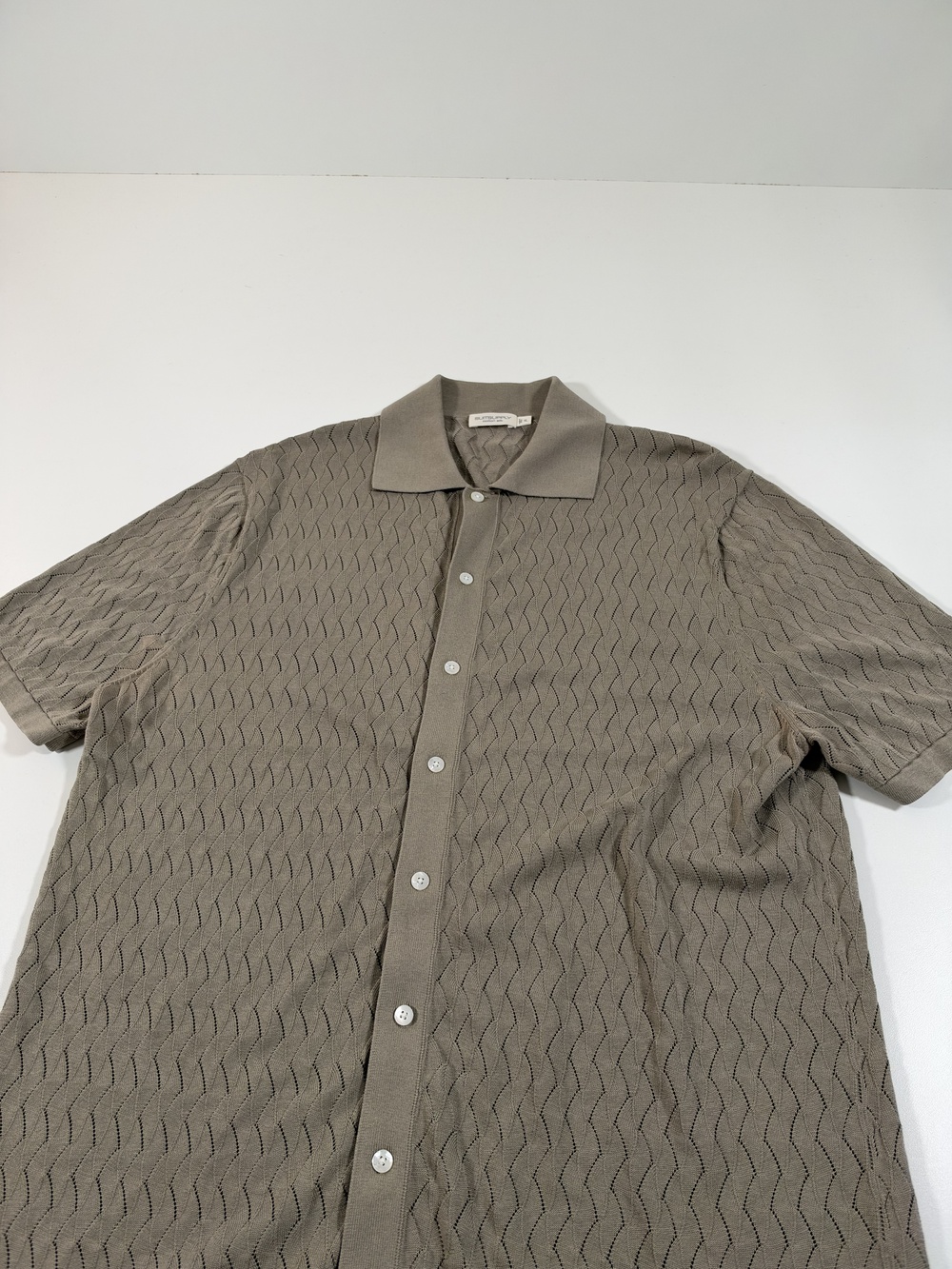 Suitsupply Sweater Mens XL Beige Cotton Silk Collared Geometric Knit Cardigan